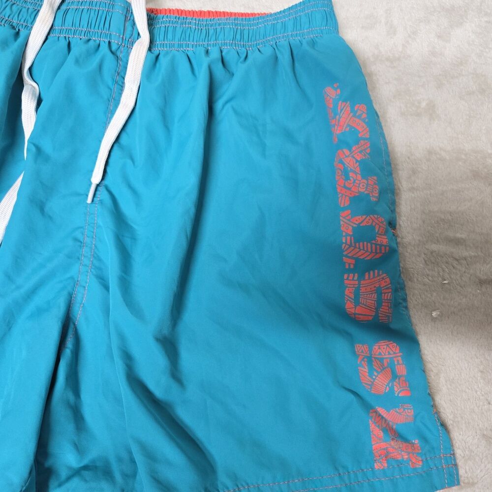 RS Surf Swim Trunks Board Shorts Turquoise Teal Neon Coral Waistband Men's Large